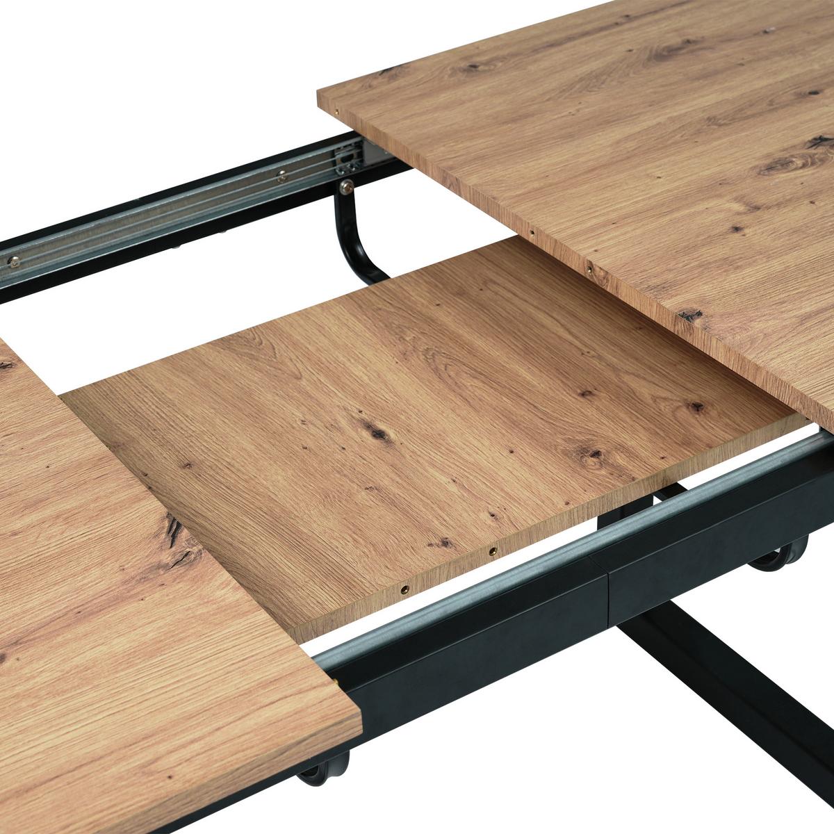 ESSTISCH Erweiterbarer Eicheoptik schwarz - Weiß, Holz/Metall (180/80/75cm) - Urban Meuble