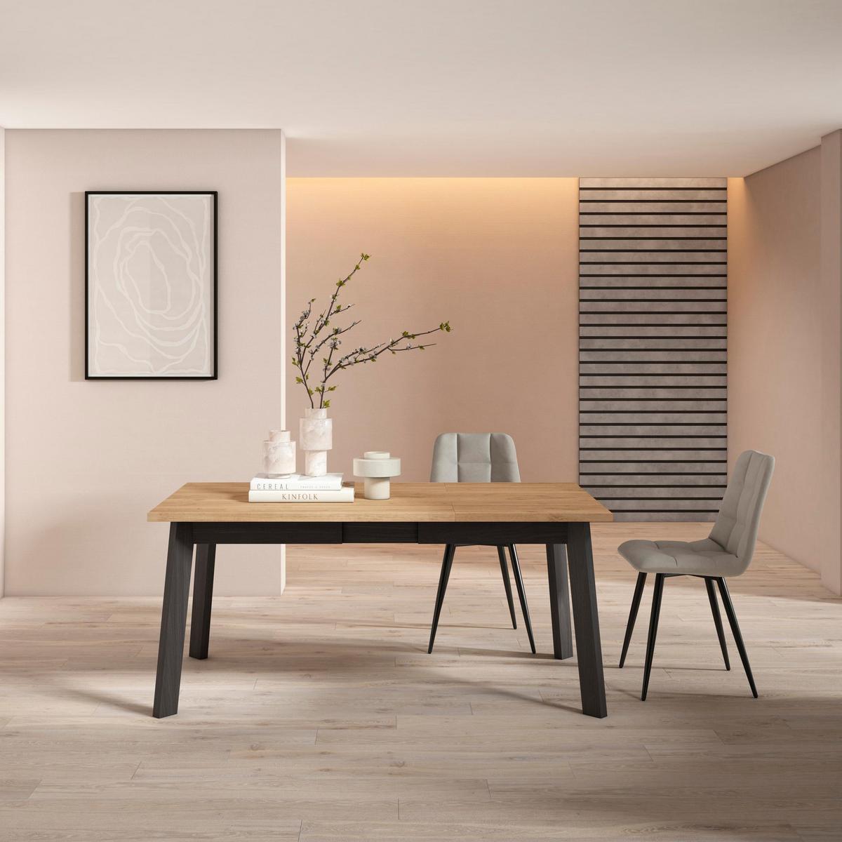 ESSTISCH für 8 Gäste, eiche, schwarz, 167/90/75cm - Eichefarben/Schwarz, Holzwerkstoff (90/167/75cm) - Skraut Home
