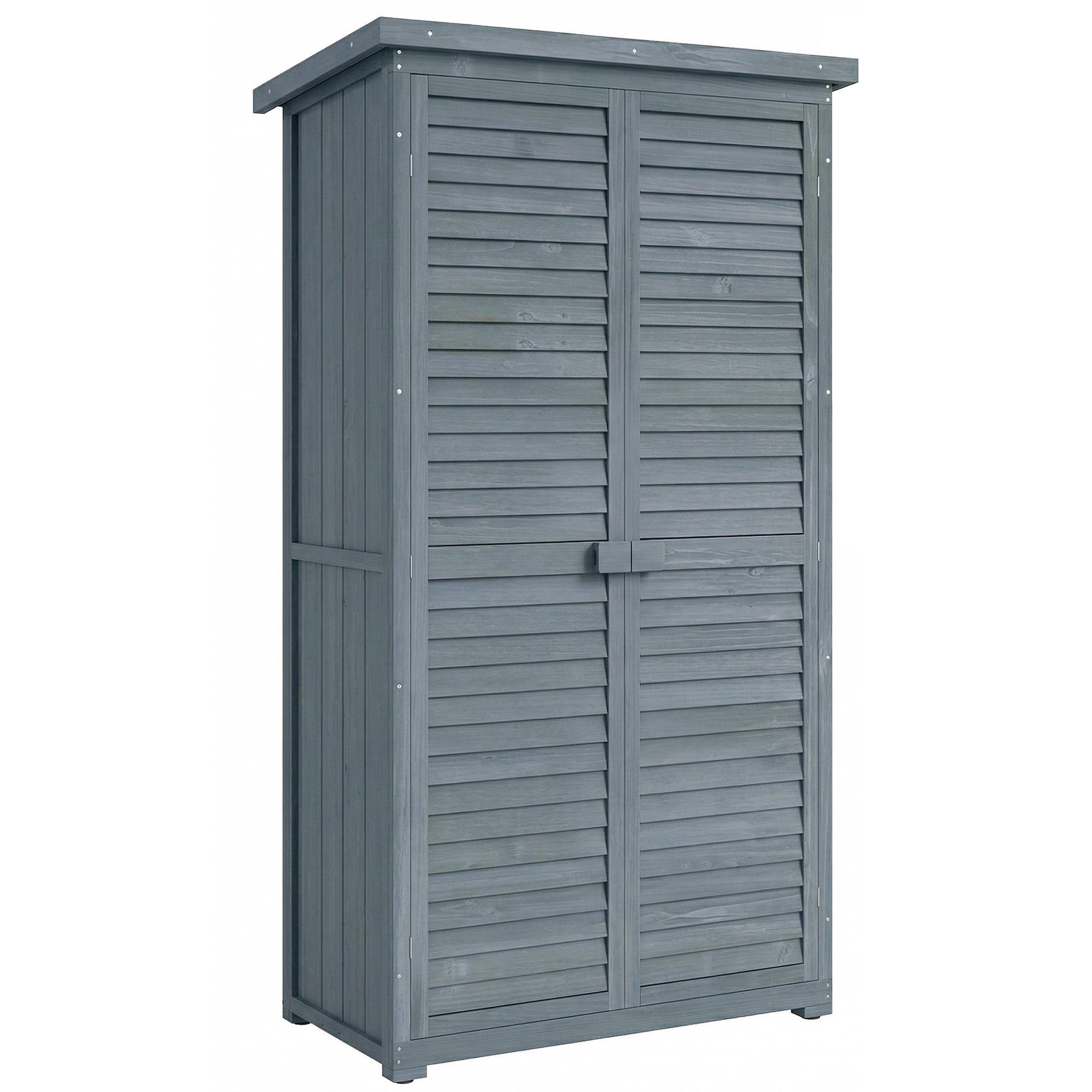 GARTENSCHRANK, Holz Gerätehaus, Geräteschuppen, Geräteschrank, Pultdach, Grau - Grau, Holz (46.5/160/87cm) - Outsunny