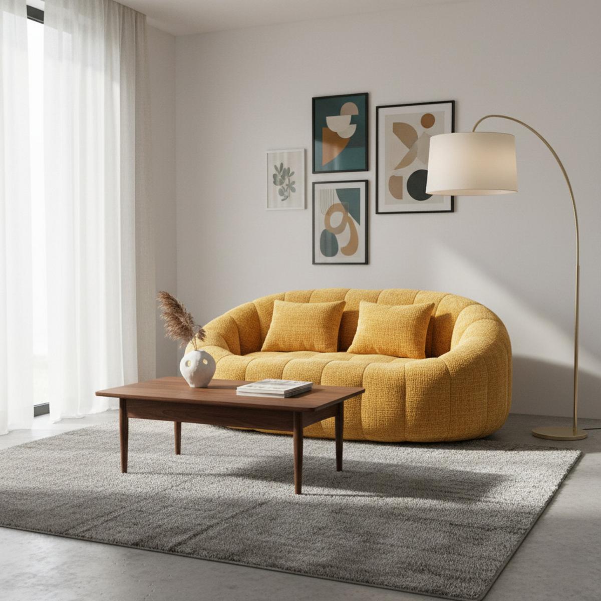 BEAN BAG SOFA– Komfortabler Lazy Lounger mit hochdichtem Memory - Gelb, Textil (150/63/95cm) - Urban Meuble