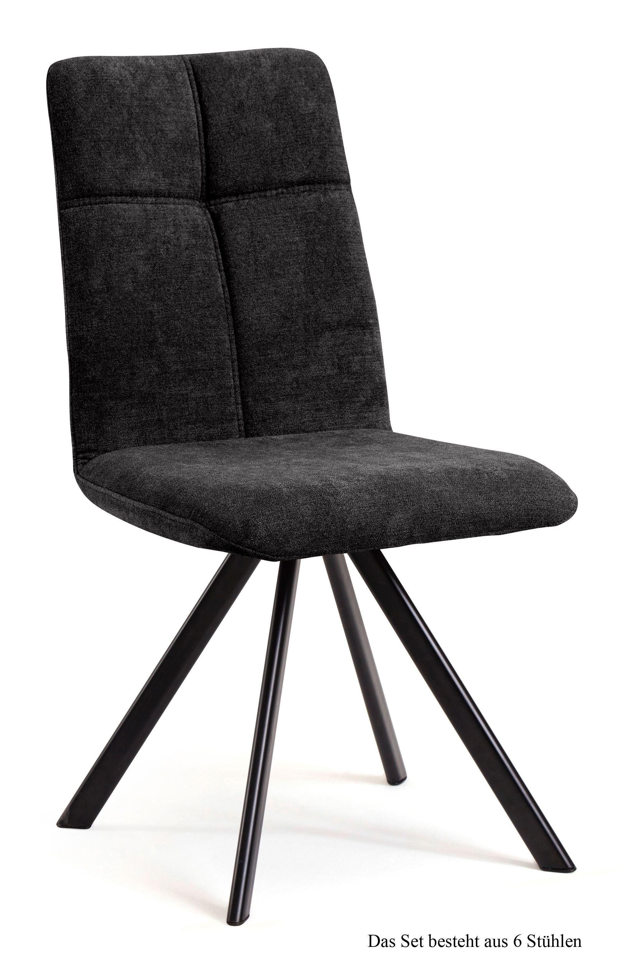 ESSZIMMERSTUHL (6er-Set) Davyd 47x92x60 Schwarz/Anthrazit - Anthrazit/Schwarz, Kunststoff (60/92/47cm) - 58aufmkessel