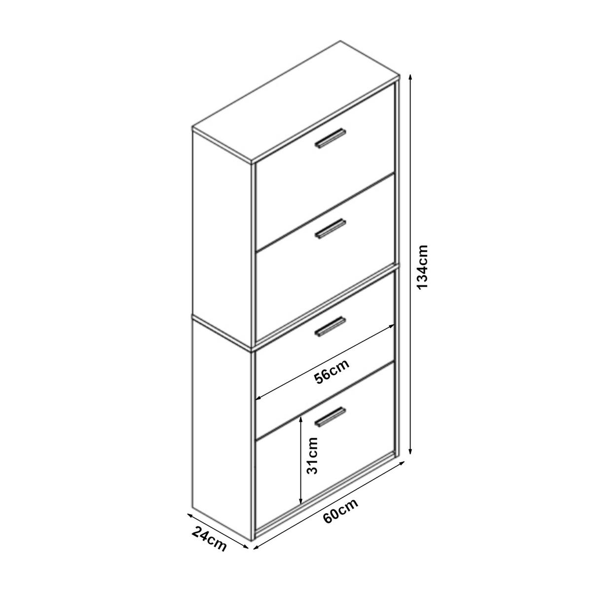 SCHUHSCHRANK Sykkylven - Sonoma Eiche, Holzwerkstoff (60/134/24cm) - [en.casa]