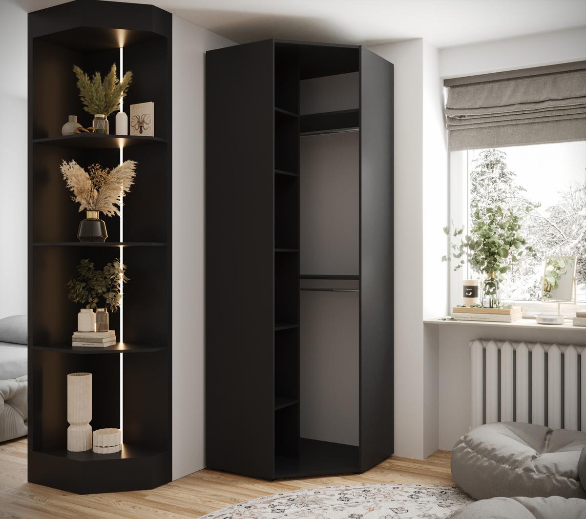 DREHTÜRENSCHRANK 236.7/81.7/81.7 1-türig - Goldfarben/Schwarz, Holz/Metall (81.7/236.7/81.7cm) - MÖBEL KRYSPOL