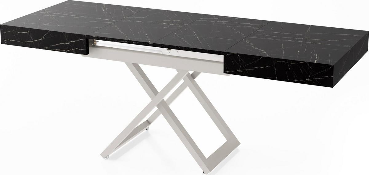 COUCHTISCH Cavetta U höhenverstellbar ausziehbar, Marmor Schwarz 120-200/80/27-76 cm - Kaschmir/Anthrazit, Holzwerkstoff/Metall (80/200/76cm) - WFL GROUP