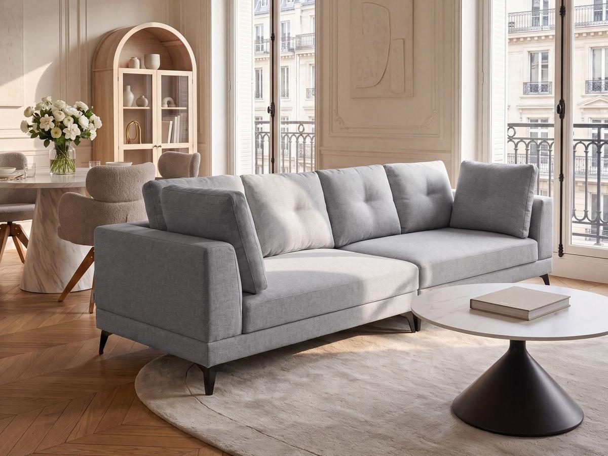 4-SITZER-SOFA Kunstleinen Grau Yuri - Dunkelgrau/Schwarz, Textil (302/88/100cm) - Beliani