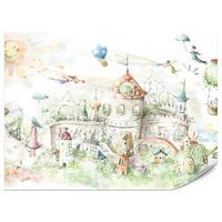 FOTOTAPETE für Kinderzimmer Märchenstadt Schloss Magisch 400x280 - Blau/Gelb, Papier (400/280cm) - Muralo