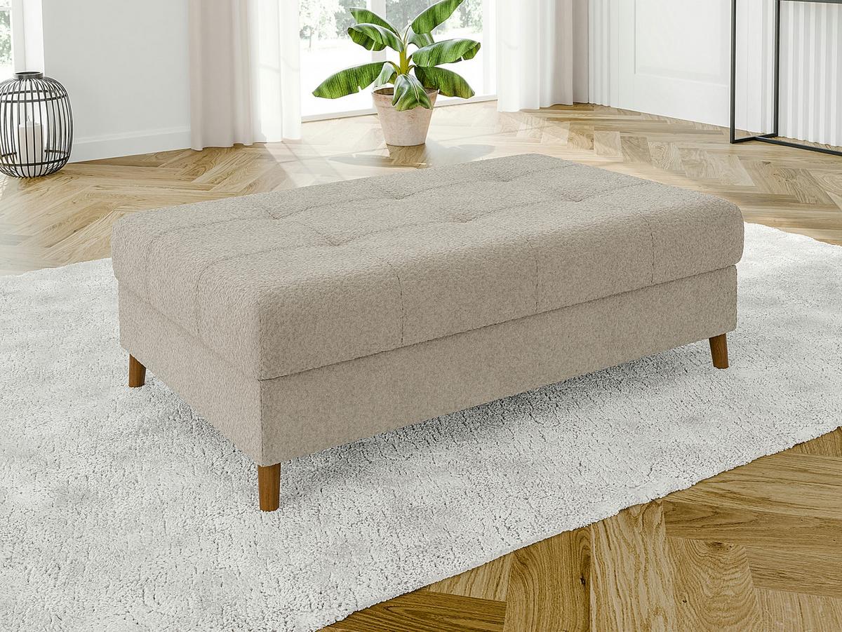 HOCKER Henrik Beige Boucle - Beige/Braun, Holz/Textil (118/40/73cm) - S-Style Möbel