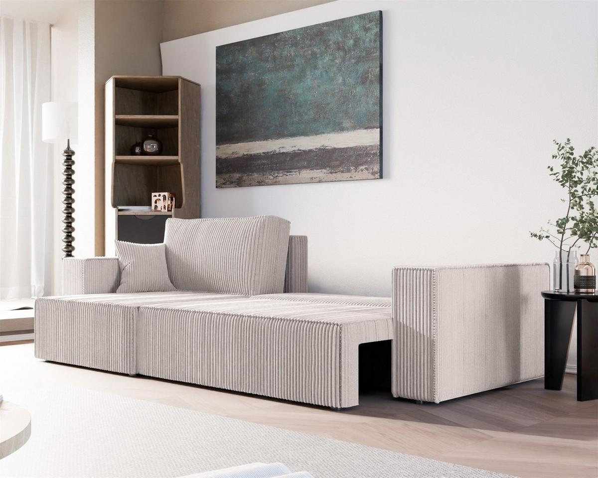 ECKSOFA Adara Max Mit Schlaffunktion - Weiß, Holzwerkstoff/Textil (276/145cm) - Fun Möbel