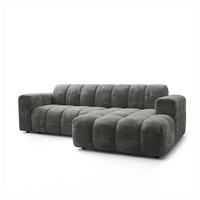 ECKSOFA TISI Grau Chenille - Grau, Holz (274/165cm) - MASSENO