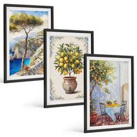 BILDER SET 3er Set - 40x60 cm Schwarzer Rahmen - Tisch aus Zitronenbaum - Schwarz, Kunststoff (40/60cm) - TULUP