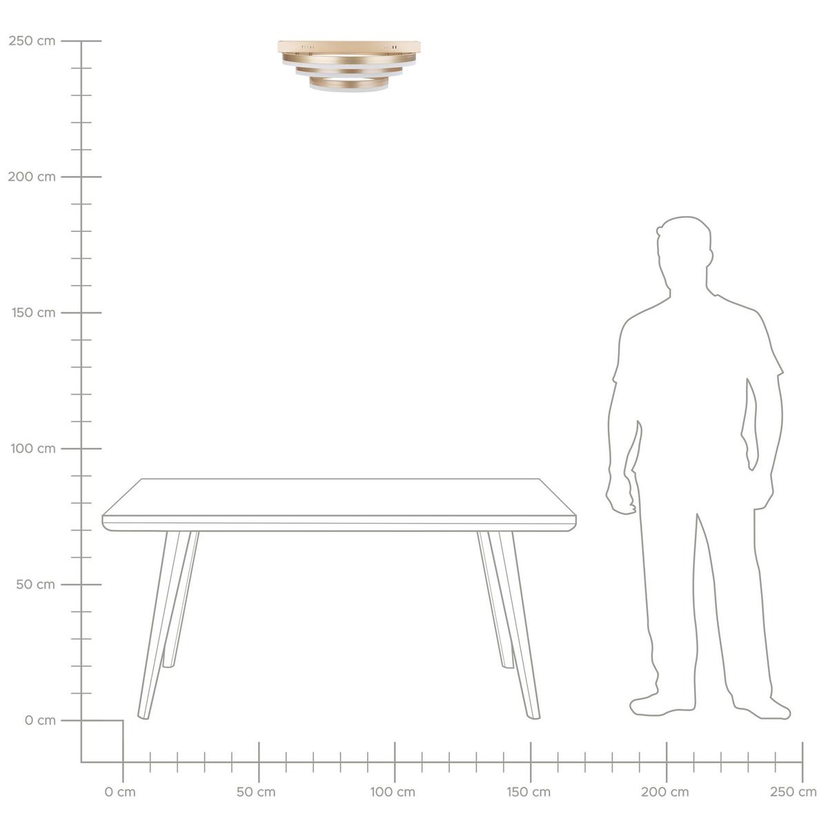 DECKENLEUCHTE Nore 52/52/20 cm - Goldfarben, Kunststoff (52/50/20cm) - Beliani