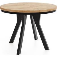 ESSTISCH Strato Black runder ausziehbarer, Eiche Craft braun 100-200/100/77 cm - Eiche Wotan/Schwarz, Holz/Holzwerkstoff (100/200/77cm) - WFL GROUP