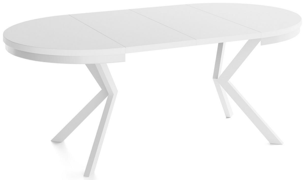 ESSTISCH Cloud runder ausziehbarer, Weiß 120-200/120/76 cm - Weiß, Holzwerkstoff/Metall (120/200/76cm) - WFL GROUP