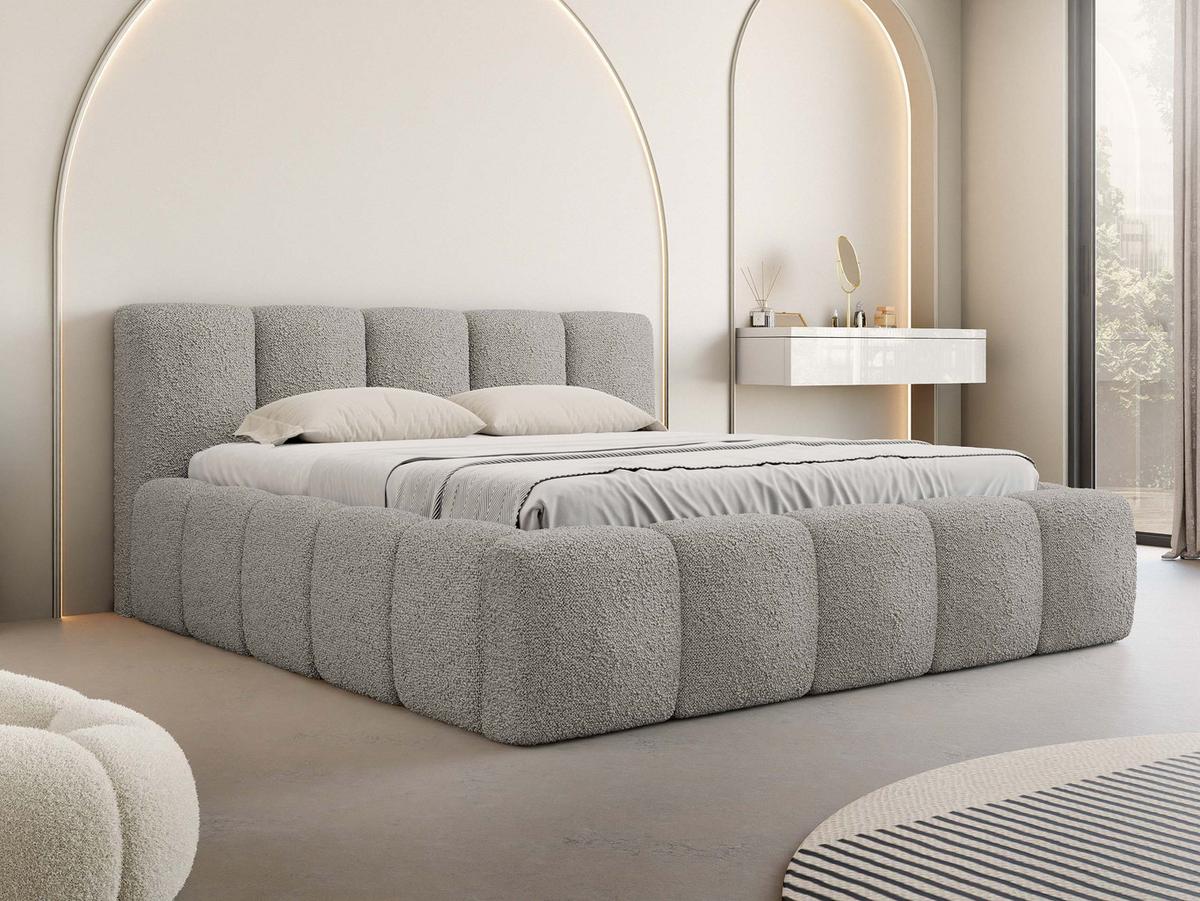 POLSTERBETT Kevson Boucle - Grau, Holzwerkstoff/Textil (140/200cm) - MIRJAN24
