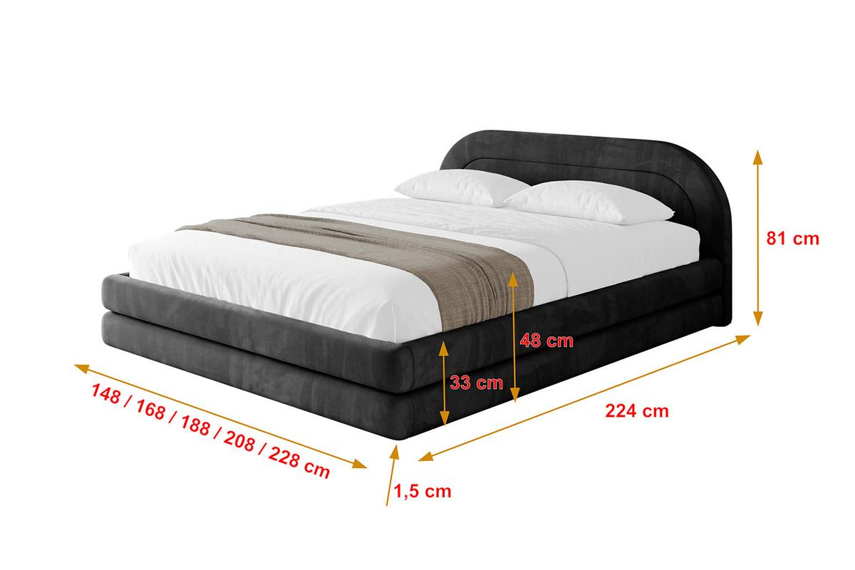 POLSTERBETT mit Bettkasten und Lattenrost, Bett mit Matratze H3/H4 - LERIS-v1 180x200 Schwarz - Schwarz, Holzwerkstoff/Textil (180/200cm) - ALTDECOR