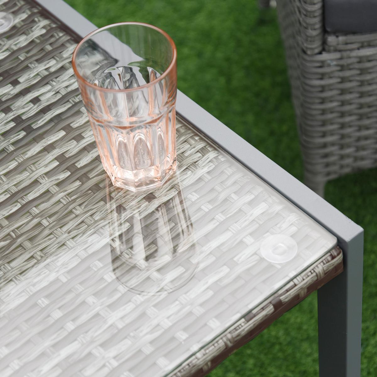 CARTENTISCH, Grau, Polyrattan, Aluminium, Hartglas - Grau, Kunststoff (50/495/50cm) - Outsunny