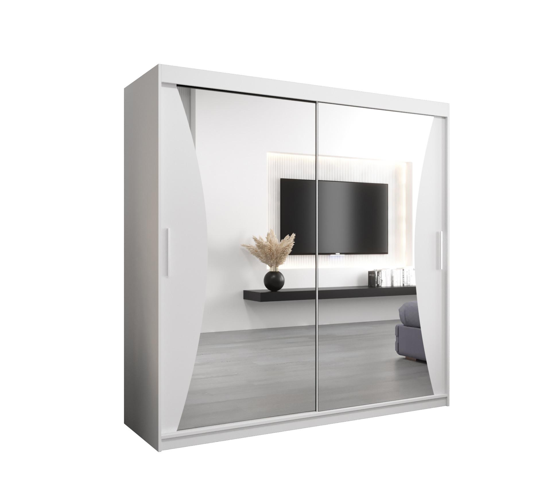 SCHWEBETÜRENSCHRANK 200/200/62 2-türig - Silberfarben/Weiß, Holz/Kunststoff (200/200/62cm) - MÖBEL KRYSPOL