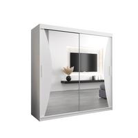 SCHWEBETÜRENSCHRANK 200/200/62 2-türig - Silberfarben/Weiß, Holz/Kunststoff (200/200/62cm) - MÖBEL KRYSPOL
