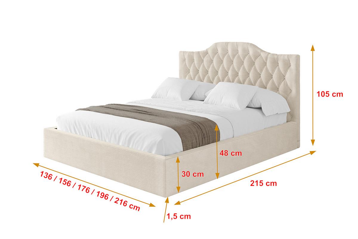 POLSTERBETT mit Bettkasten und Lattenrost, Boxbett ohne Matratze - FALIO 120x200 Beige - Creme, Holzwerkstoff/Textil (120/200cm) - ALTDECOR