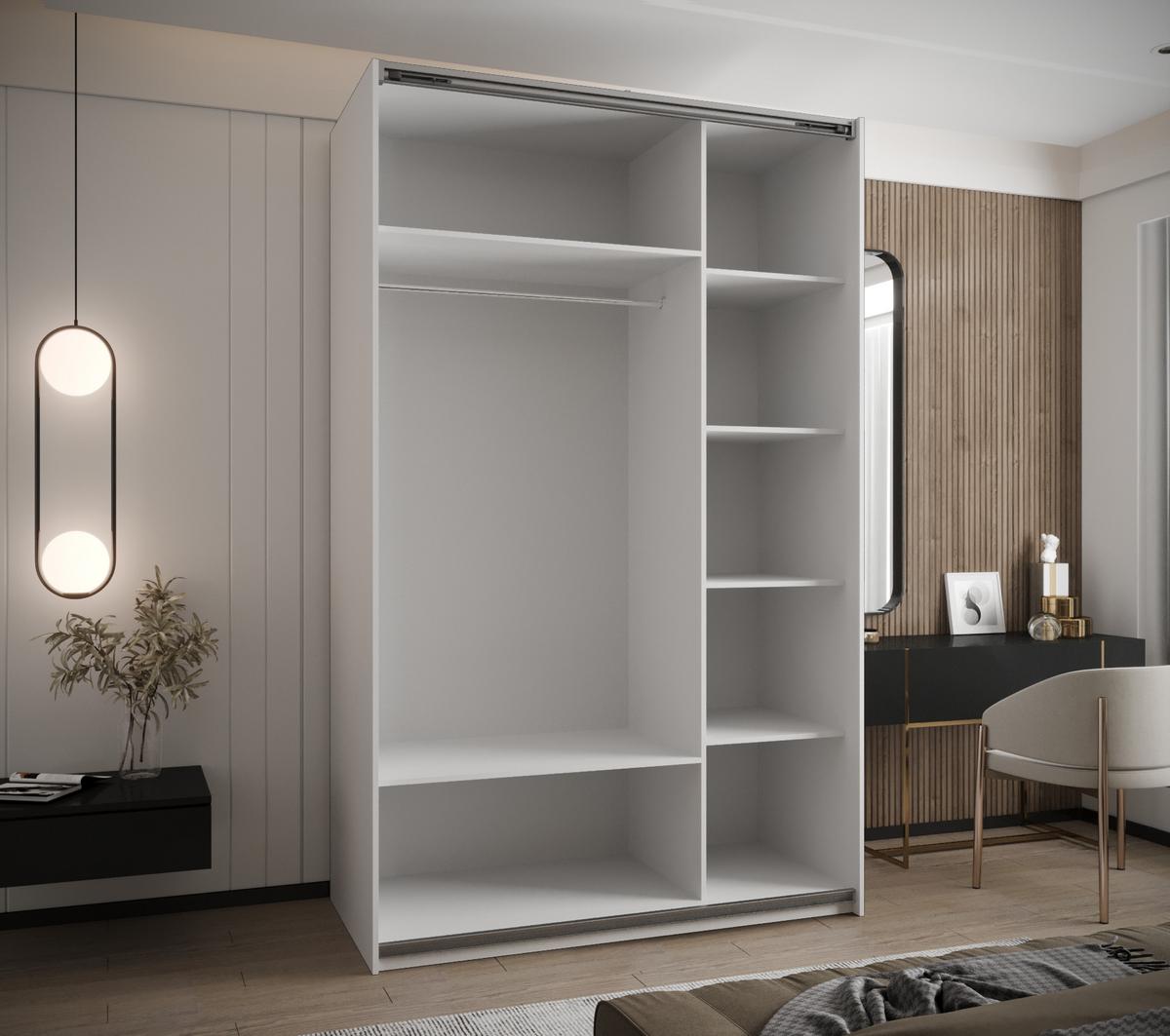 SCHWEBETÜRENSCHRANK 245,5/150/64 2-türig - Schwarz/Weiß, Holz/Metall (150/245/64cm) - Abiks Möbel