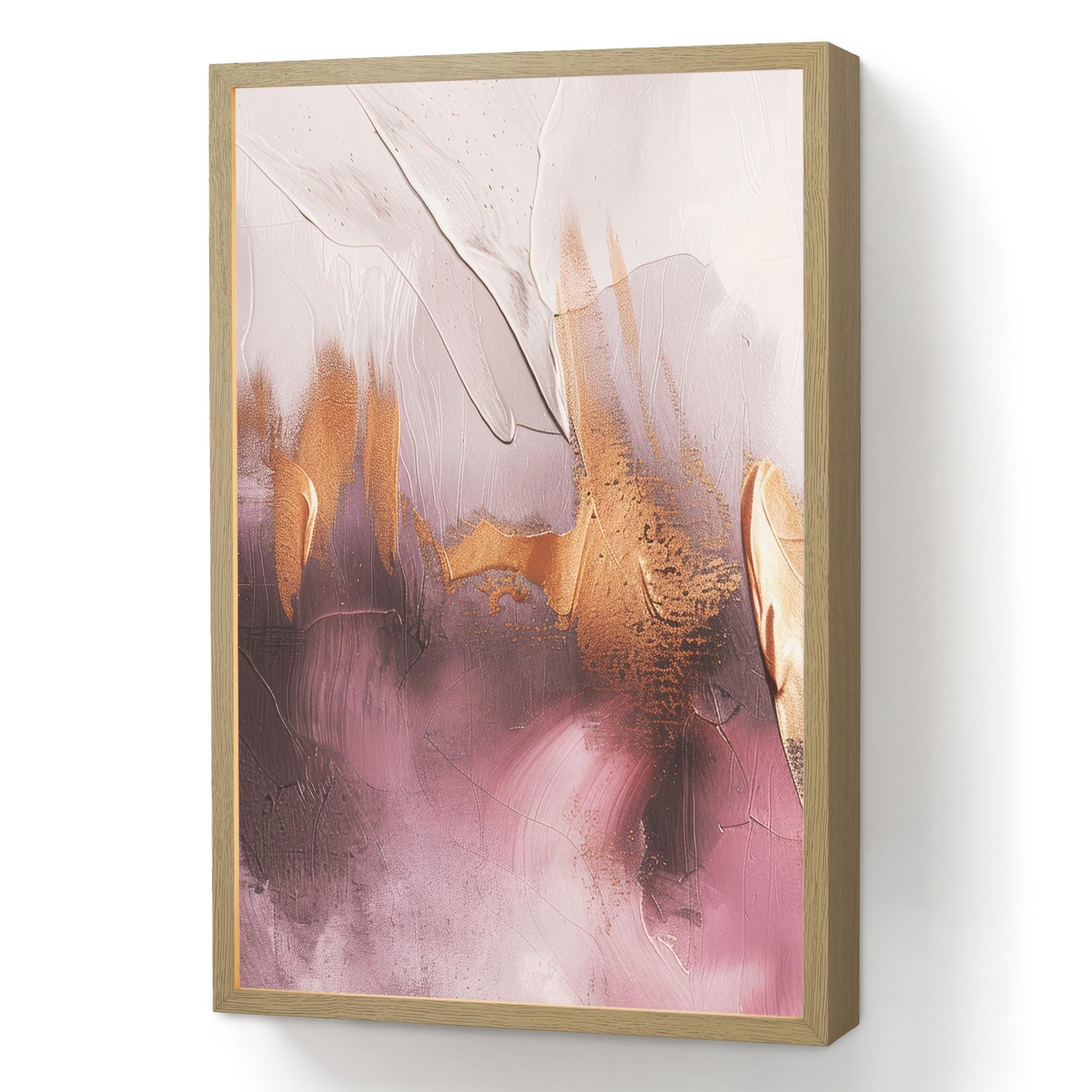 WANDLEUCHTE MIT AKKU Lila - Abstrakt - Farbe - Gold 40x60 cm - Mauve, Holzwerkstoff (40/60/8cm) - OnlyWow