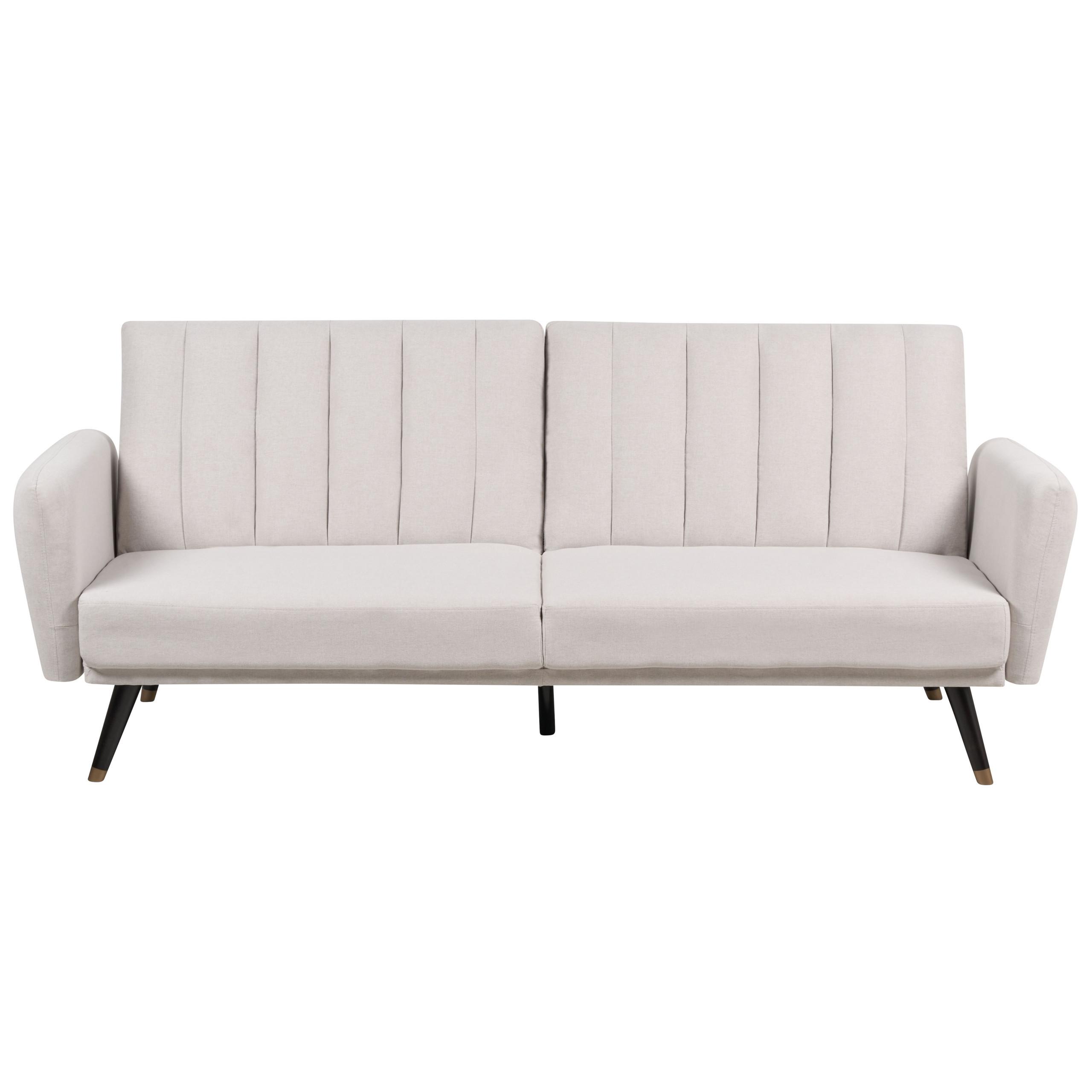 3-SITZER-SCHLAFSOFA Samtstoff beige Vimmerby - Beige, Textil (212/90/80cm) - Beliani