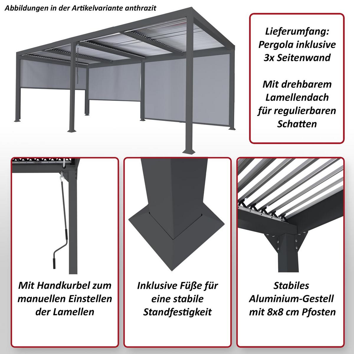ALU PERGOLA MIT SEITENWAND Weiß - Weiß, Metall (590/224/306cm) - MCW