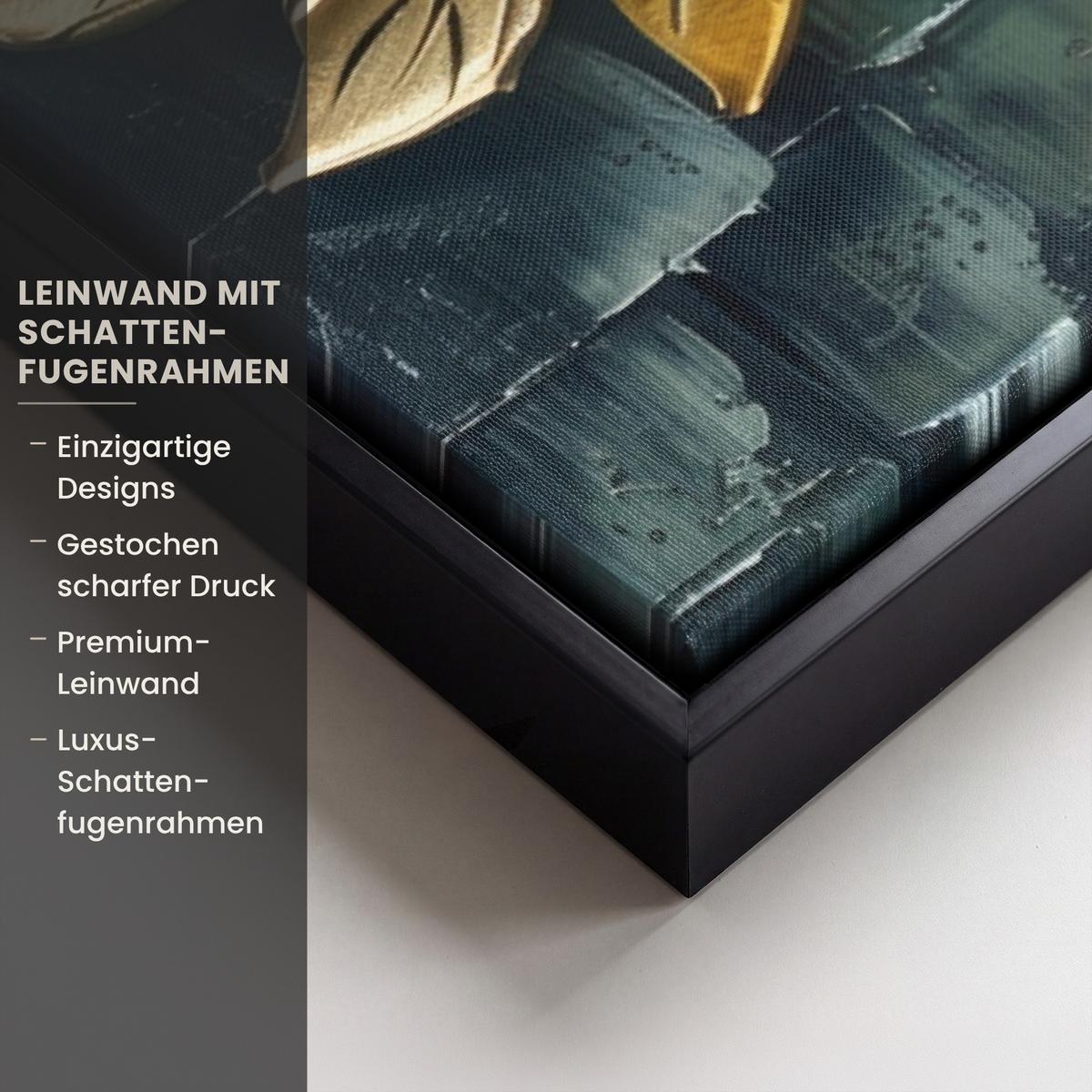 LEINWAND Bilder mit Rahmen - Baum - Abstrakt - Natur - Kunst - 60x40 - Goldfarben, Textil (60/40cm) - MuchoWow