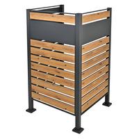 MÜLLTONNENZAUN 1er Anthrazit-Holzoptik - Anthrazit/Braun, Metall (11/150/86cm) - ML-DESIGN