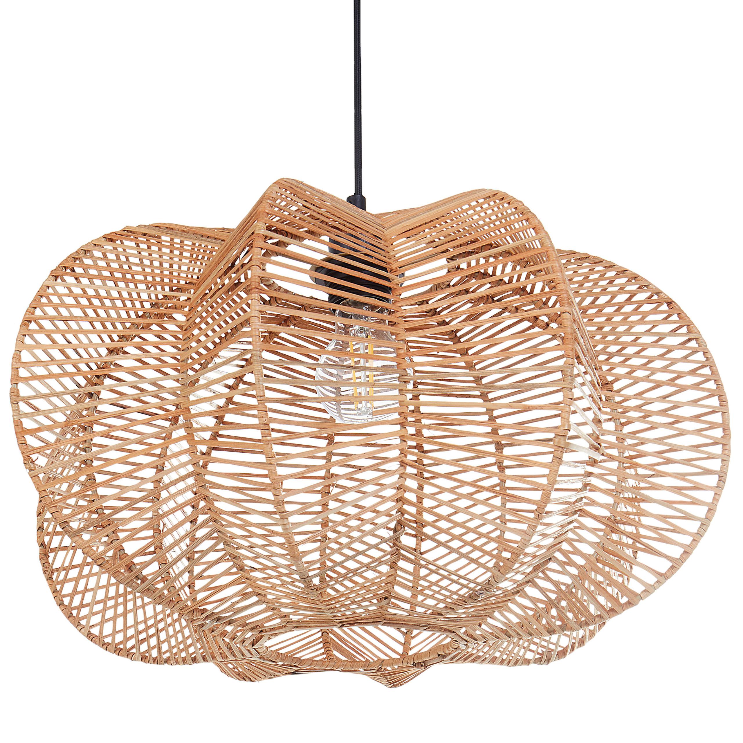 HÄNGELEUCHTE Naturfarben Kibi - Schwarz/Naturfarben, Kunststoff (44/44/131cm) - Beliani
