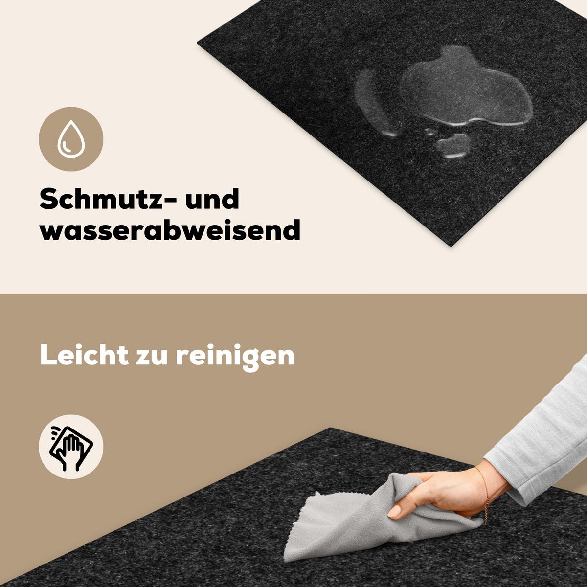 HERDABDECKPLATTE Granit - Schwarz - Granitstruktur - Dunkel Herdabdeckung Induktionsfeld 65x52 cm - Schwarz, Kunststoff (65/52/0.2cm) - MuchoWow