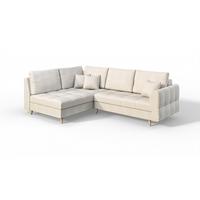 ECKSOFA Lorine Mikrofaser Ecru - Ecru/Hellbraun, Buchenholz/Textil (231/161cm) - S-Style Möbel