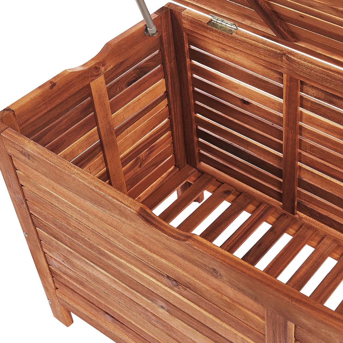 AUFLAGENBOX Akazienholz dunkelbraun 130/48 cm Riviera - Dunkelbraun, Holz (130/64/48cm) - Beliani