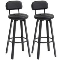 BARHOCKER 2er Set Kunstleder Metall Schwarz - Schwarz, Metall (38/99/43.5cm) - HOMCOM