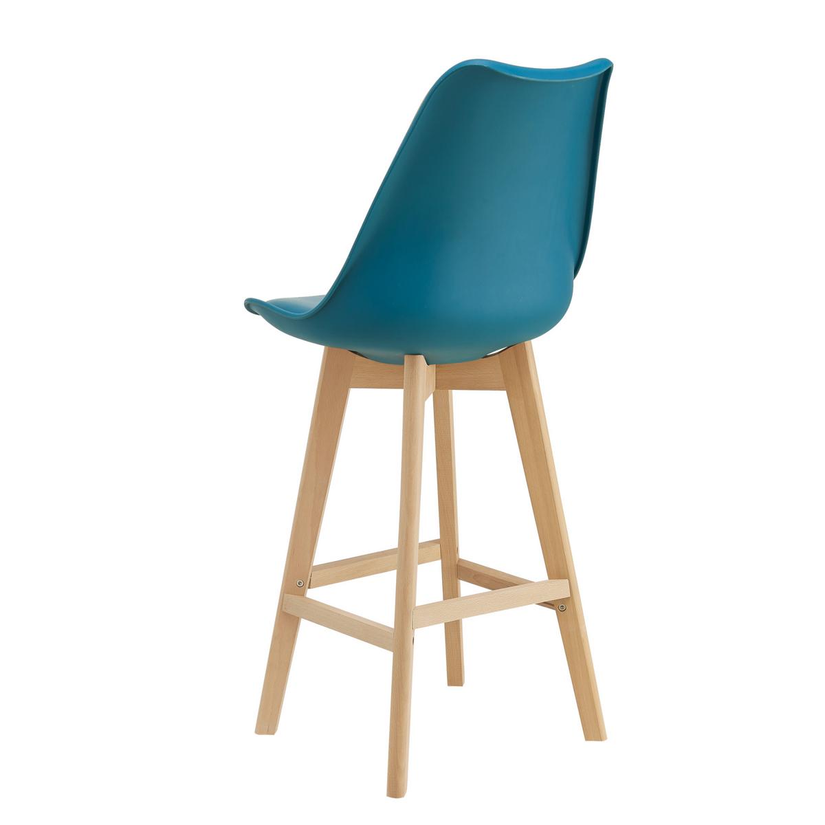 BARSTUHL Lublin 2er-Set - Türkis, Holz (48/105/58cm) - [en.casa]