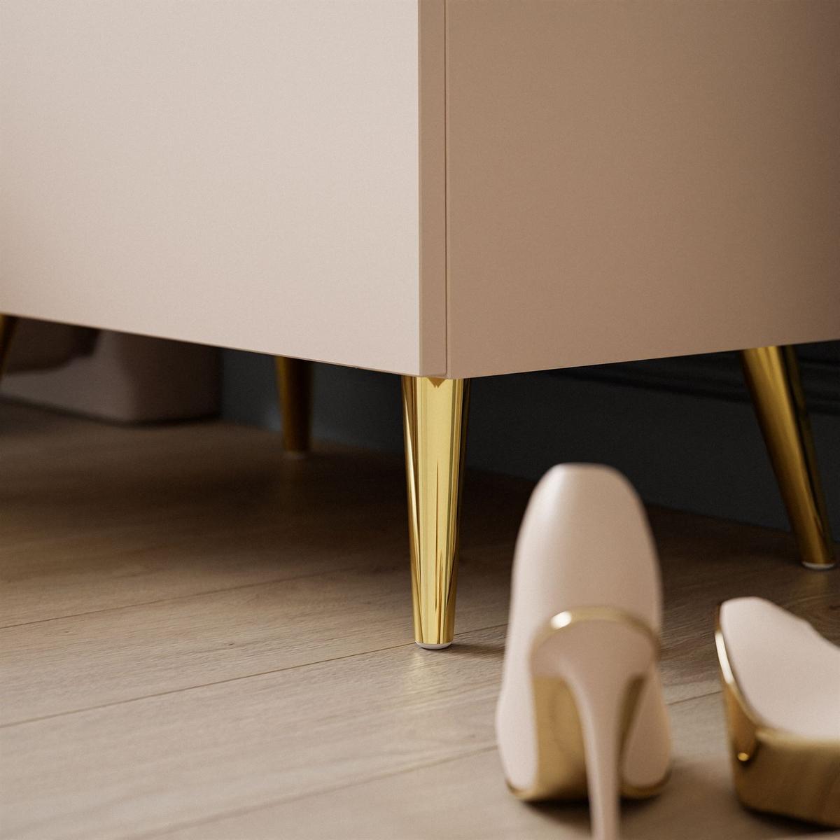 NACHTTISCH AURA KASCHMIR mit goldenen Beinen und Griffen - Kaschmir, Holzwerkstoff (55/55/37cm) - Lookway
