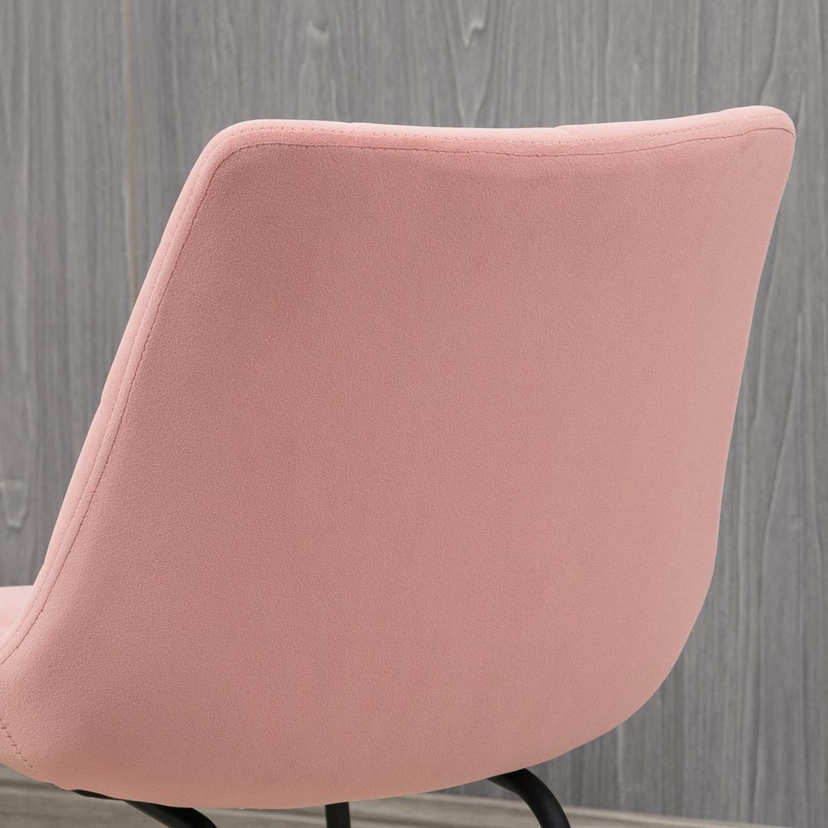 2ER Set Esszimmerstuhl Küchenstuhl Polsterstuhl mit Rückenlehne, Samt, Rosa - Rosa, Textil (61/79/50cm) - HOMCOM