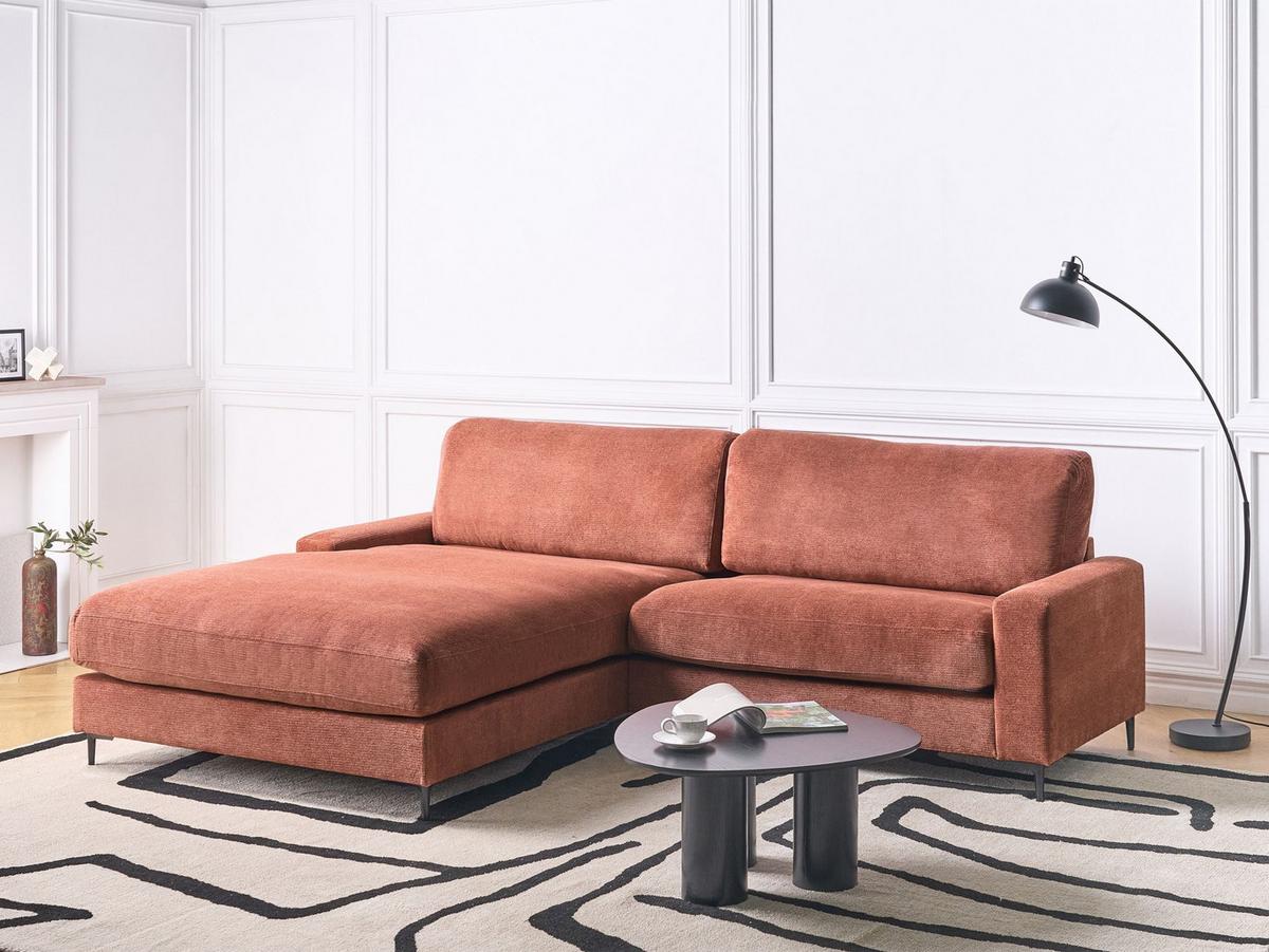 ECKSOFA 3-Sitzer Stoff Rot rechtsseitig Maloy - Rot, Textil (272/189cm) - Beliani