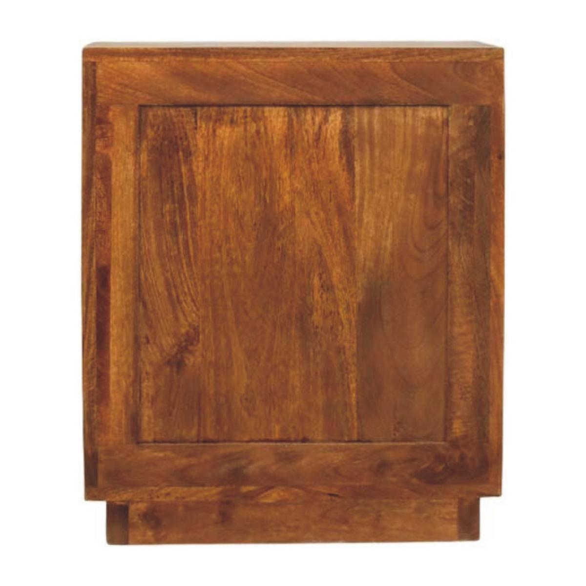 NACHTKASTEN Massivholz Geschwungen Geriffelt, 1 Schublade und 2 Regale mit Türen, Dunkelbraun - Hellbraun/Messingfarben, Holz/Metall (50/60/40cm) - Artisan Furniture
