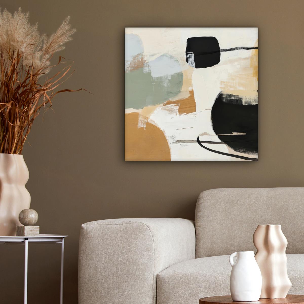 LEINWANDBILD Farbe - Abstrakt - Farben Wandbild Wohnzimmer 50x50 cm - Currygelb, Textil (50/50cm) - MuchoWow