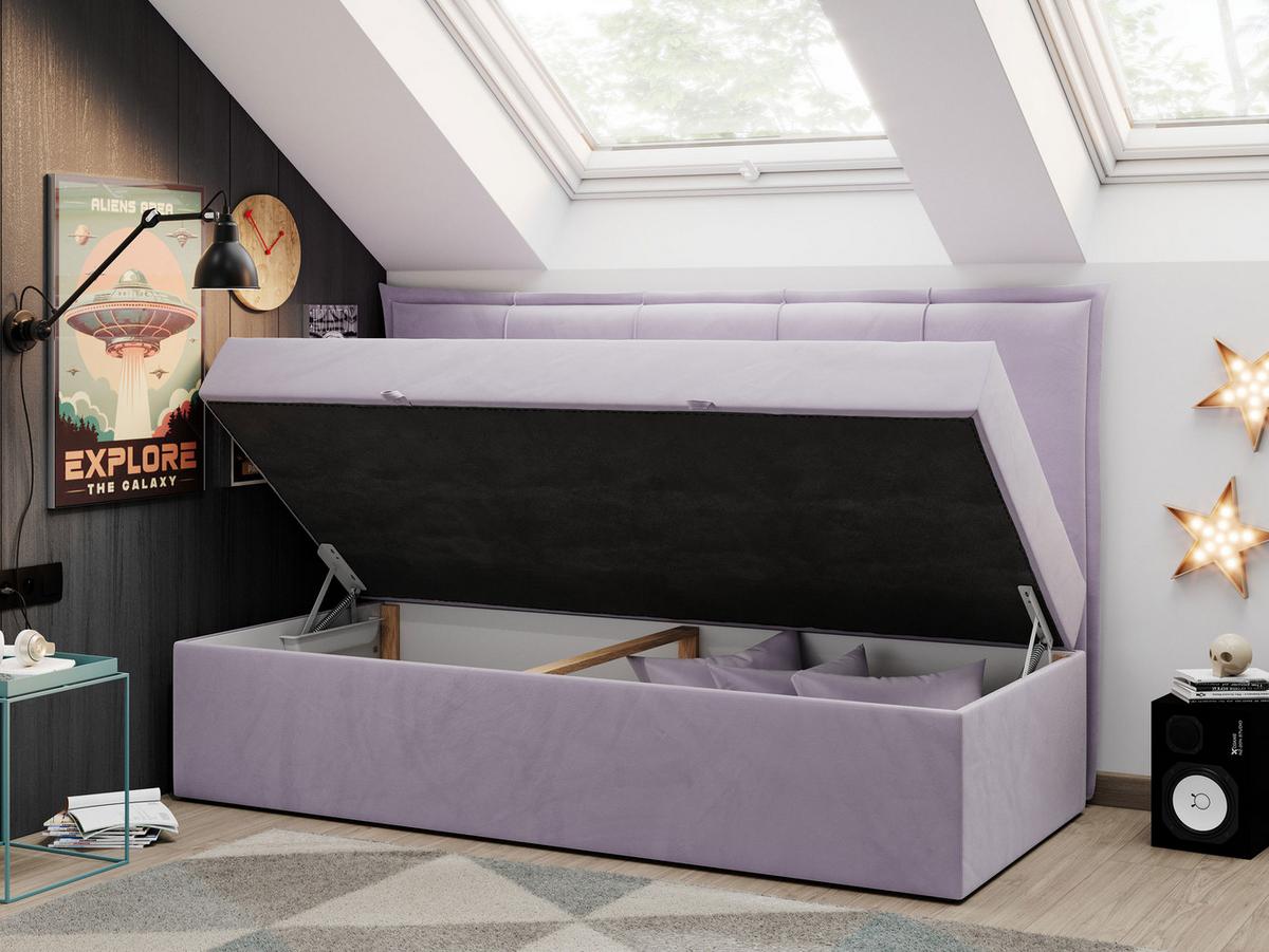 BOXBETT BANCO 90/200 Violett Velvet - H3 - Violett, Holz/Textil (90/200cm) - MKS
