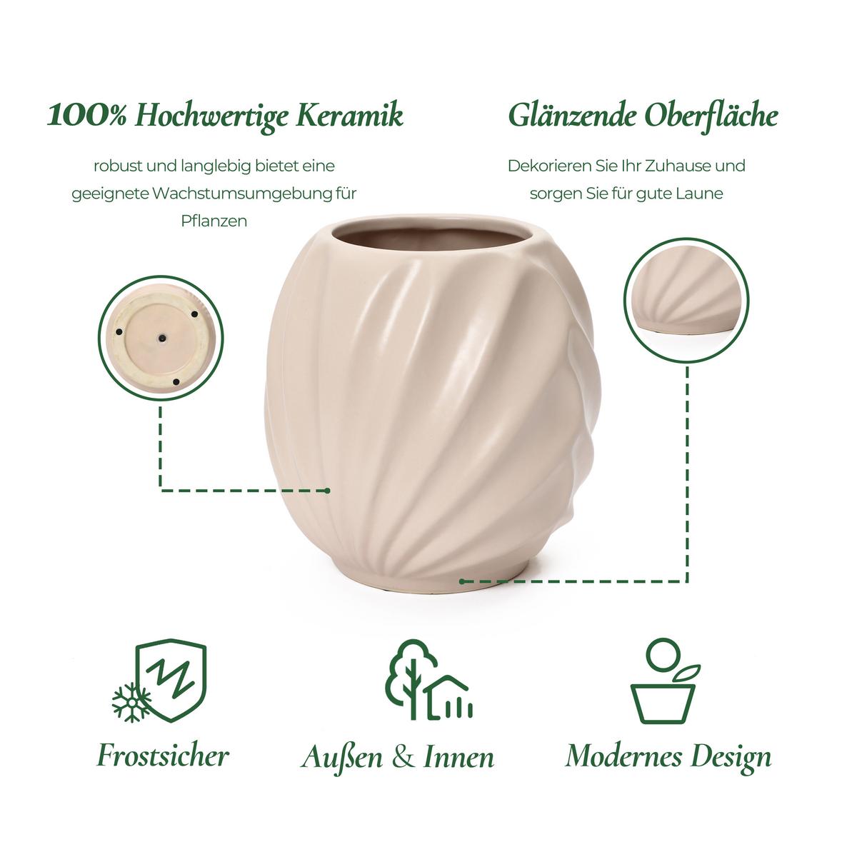 KERAMIK-BLUMENTOPF hellrosa, Ø 31 × H 32 cm - Rosa, Keramik (31.8cm) - Hometopia
