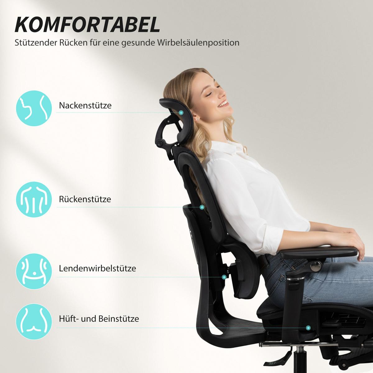 BÜROSTUHL Polyester Kunststoff Schwarz - Schwarz, Kunststoff/Textil (67/133/71cm) - HOMCOM