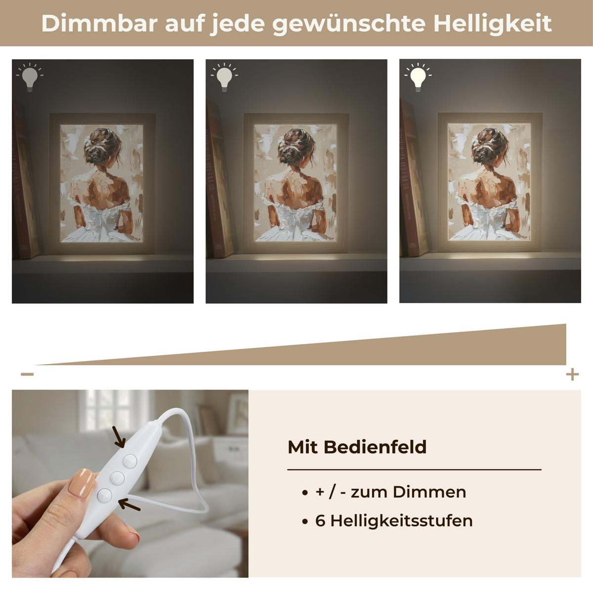 TISCHLEUCHTE Frau - Farbe - Abstrakt - Beige - Modern 15x20 cm - Brombeere, Holzwerkstoff (8/15/20cm) - OnlyWow
