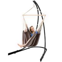 XL HÄNGESTUHL mit Gestell 210/140 cm , Rotbraun/Schwarz - Braun, Metall (140/210/160cm) - Amanka