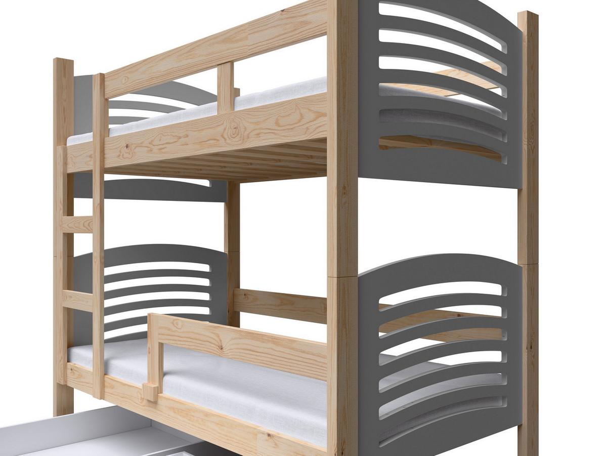 ETAGENBETT OHANA mit Bettkasten 75x160 cm Kieferfarben - Kieferfarben/Grau, Holz (75/160cm) - MASSENO