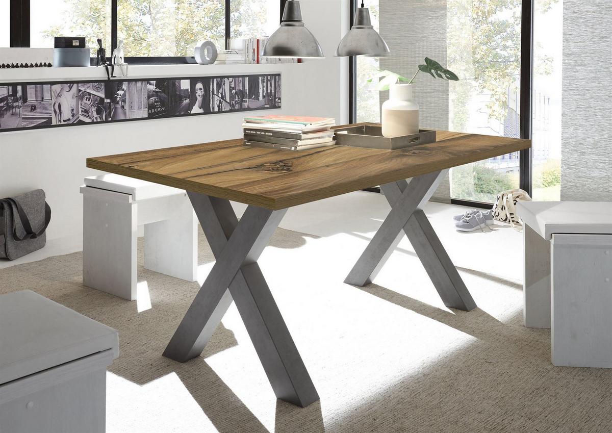 ESSZIMMERTISCH Eike 4 180 x 90 x 75 Esstisch Graphit/Plankeneiche - Dunkelbraun, Holz (180/90/75cm) - 58aufmkessel
