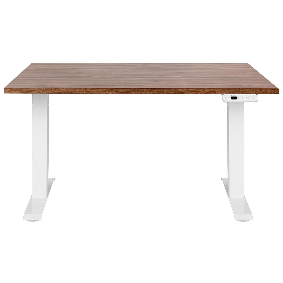 SCHREIBTISCH braunweiß 120/72 cm elektrisch höhenverstellbar Destin III - Dunkelbraun/Weiß, Holz (72/120/63cm) - Beliani