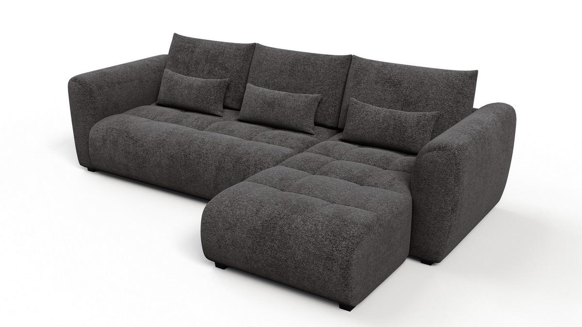ECKSOFA SORENO 4-Sitzer, dunkelgrau - Dunkelgrau/Schwarz, Holz/Textil (293/171cm) - Wozimo