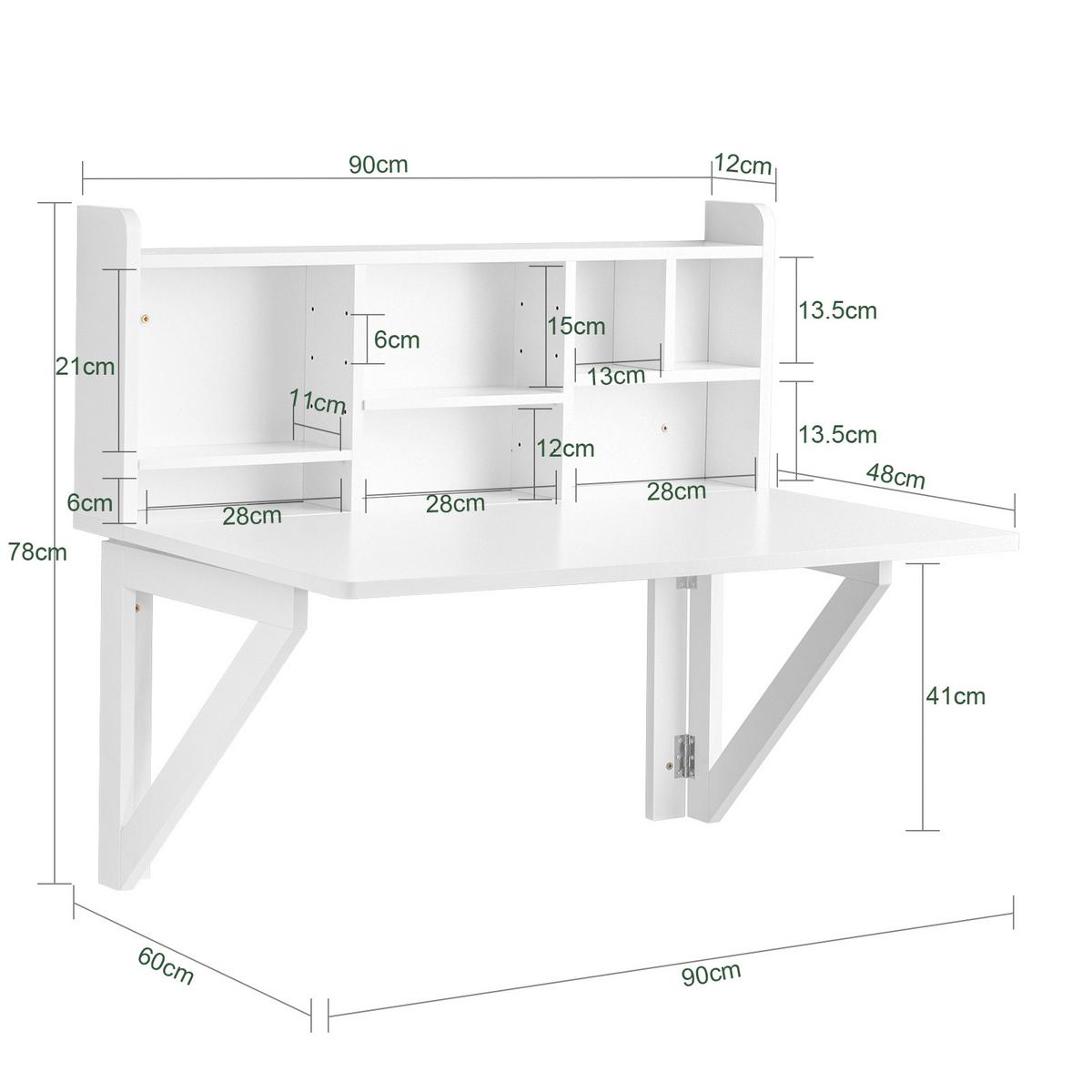 WANDKLAPPTISCH Weiß - Weiß, Holzwerkstoff (90/78/60cm) - SoBuy